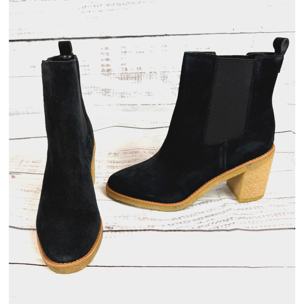 RALPH LAUREN LAUREN Marianna black water resistant suede pull on boots 9.5 NWB